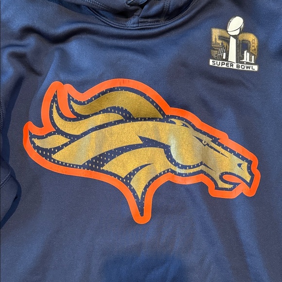 Nike Men's Navy Blue Hoodie with Denver Broncos Logo from Super Bowl 50 - Picture 6 of 6